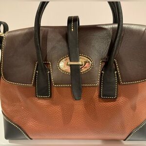 Dooney & Bourke Verona Elisa Brown and Black Leather Satchel
